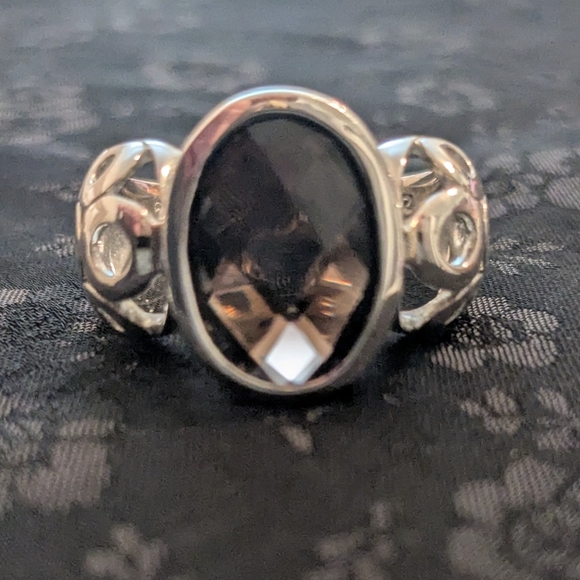 925 Solid Sterling Silver Smokey Quartz Ring Size 9 - Picture 2 of 9